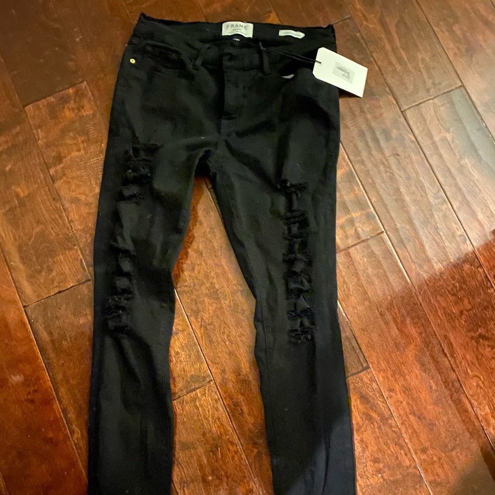 Frame Black ripped denim jeans